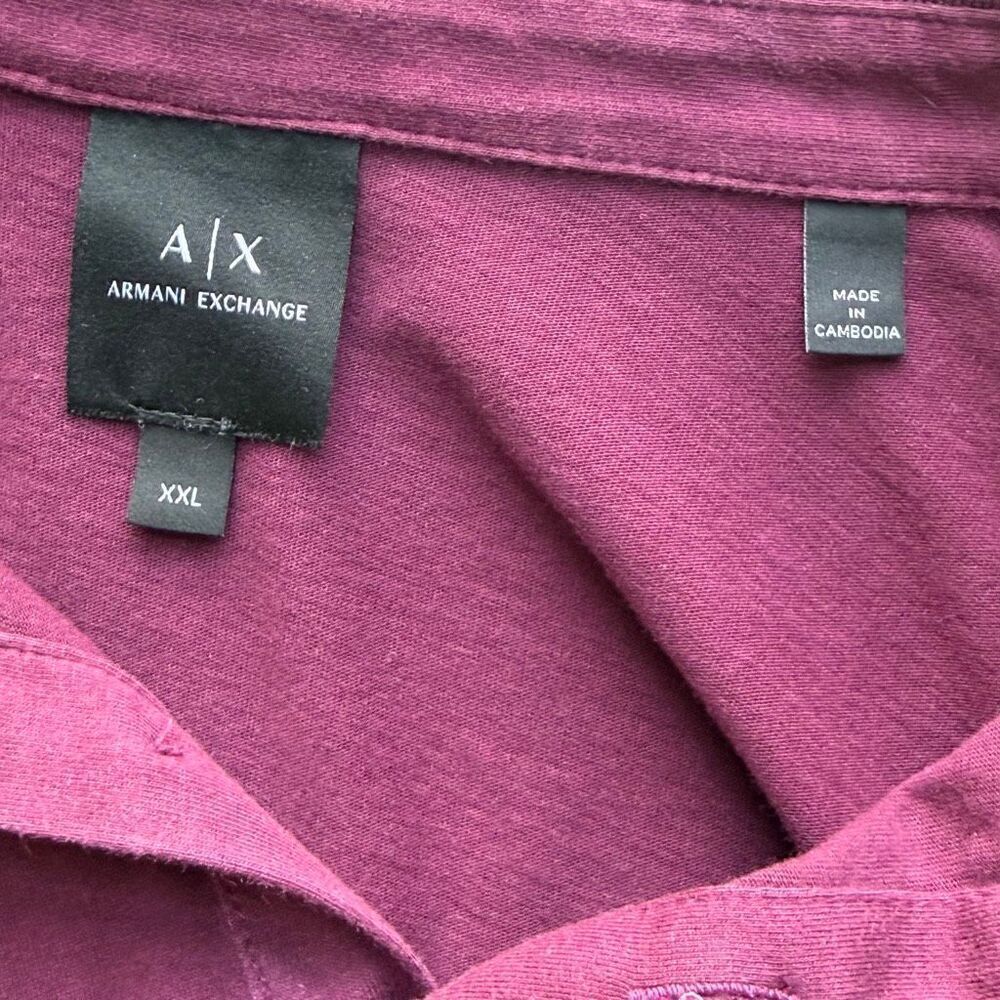 Armani Exchange Maroon Burgundy Short Sleeve Polo Shirt - US Big Kids XXL (18) - Picture 5 of 13